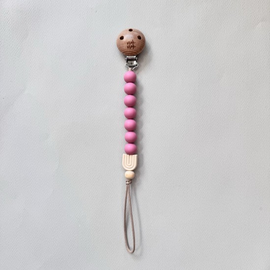 Pacifier Clip Rainbow Bubblegum pink