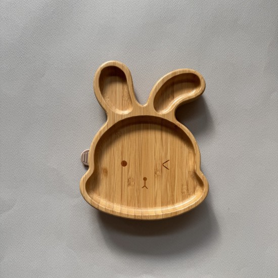 Eco-friendly  Bamboo Suction Plate Rabbit 