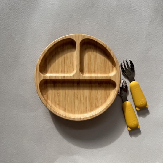 Eco-friendly  Bamboo Suction Plate Moon