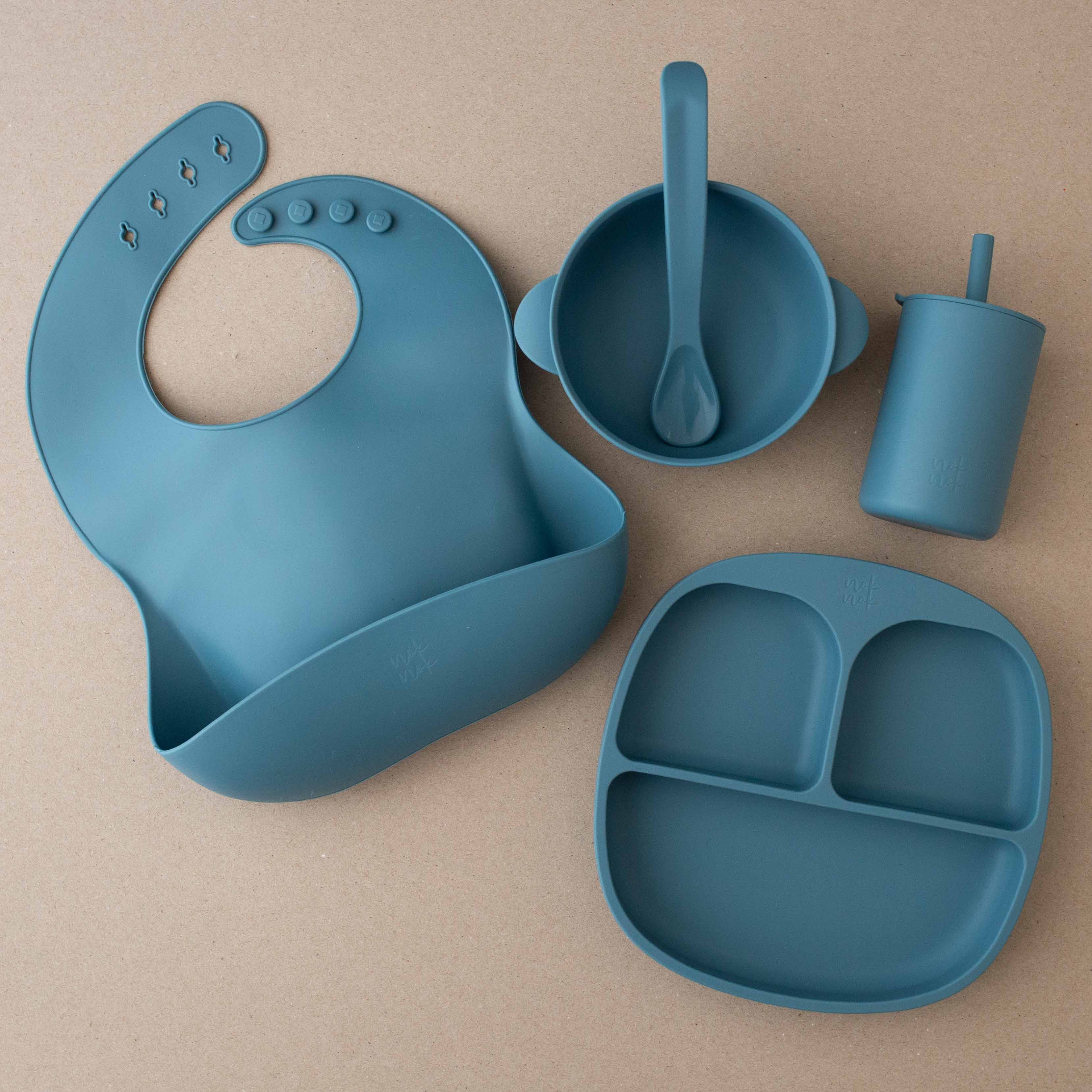 Buy Mopi Babies Bloom Blue Tableware Set of 5 - Baby Feeding Set