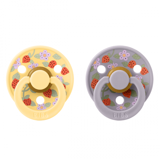 BIBS X LIBERTY Pacifier 2 PACK No2 - STRAWBERRIES AND CREAM PALE BUTTER