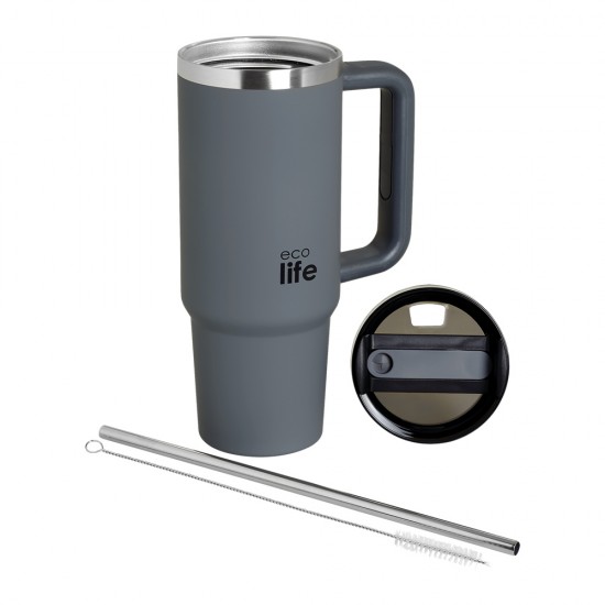 ECOLIFE STAINLESS STEEL THERMOS TALL  MUG JUNIOR GREY 900ml