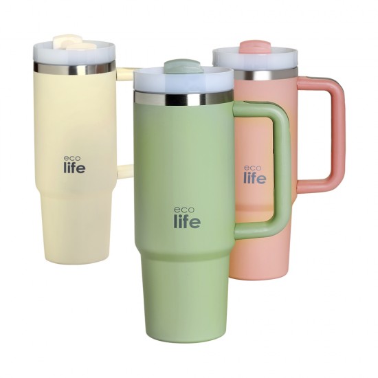 ECOLIFE STAINLESS STEEL THERMOS TALL  MUG FLAMINGO PINK 900ml