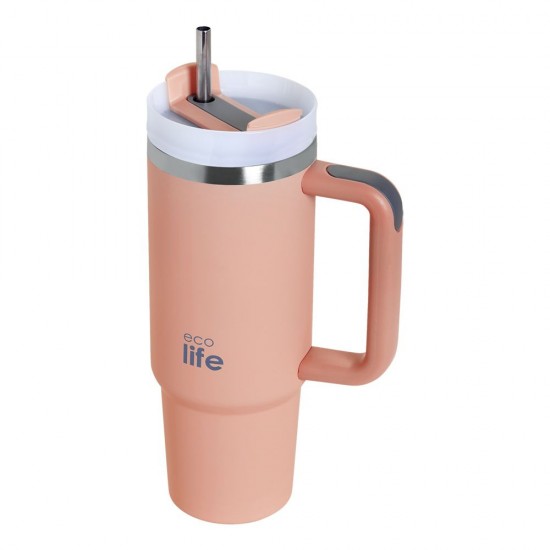 ECOLIFE STAINLESS STEEL THERMOS TALL  MUG FLAMINGO PINK 900ml