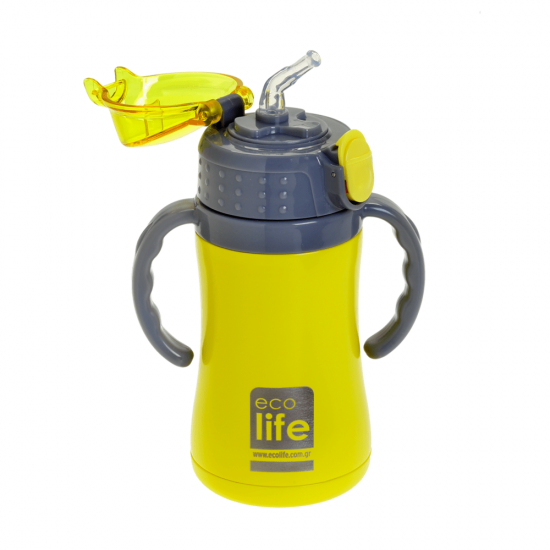 ECOLIFE KIDS THERMOS with straw YELLOW 300ml 