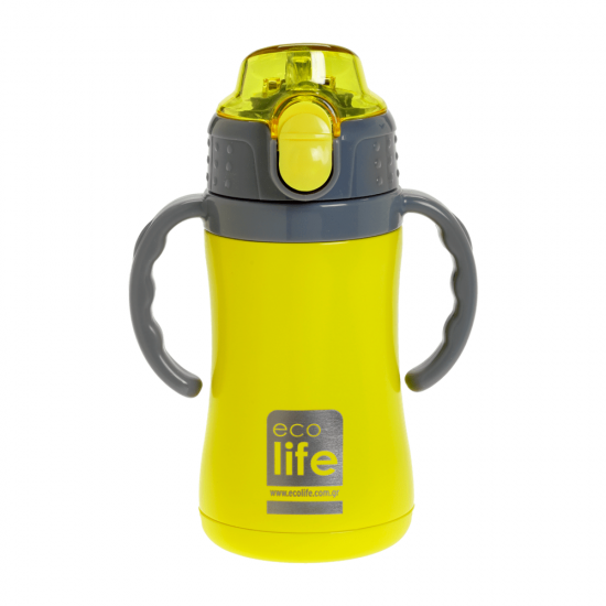 ECOLIFE KIDS THERMOS with straw YELLOW 300ml 