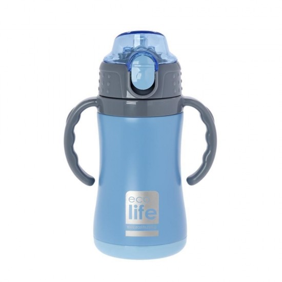 ECOLIFE KIDS THERMOS with straw LIGHT BLUE 300ml 