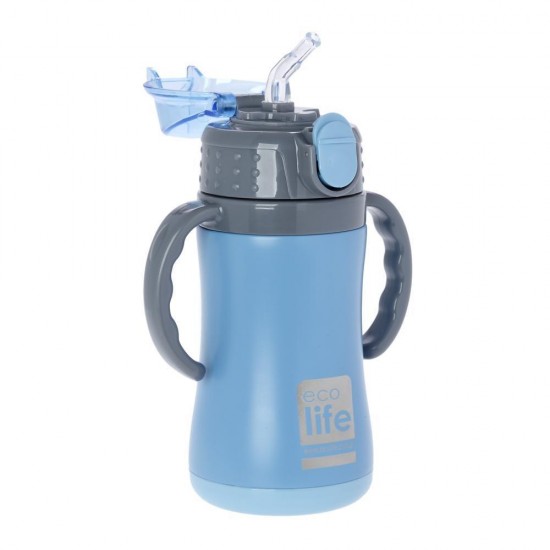 ECOLIFE KIDS THERMOS with straw LIGHT BLUE 300ml 