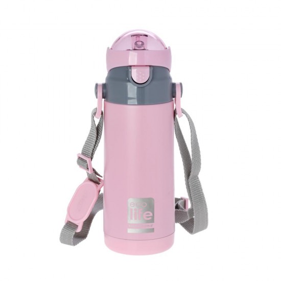 ECOLIFE KIDS THERMOS with straw Pink 400ml 