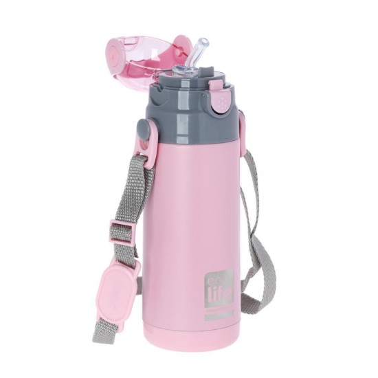 ECOLIFE KIDS THERMOS with straw Pink 400ml 