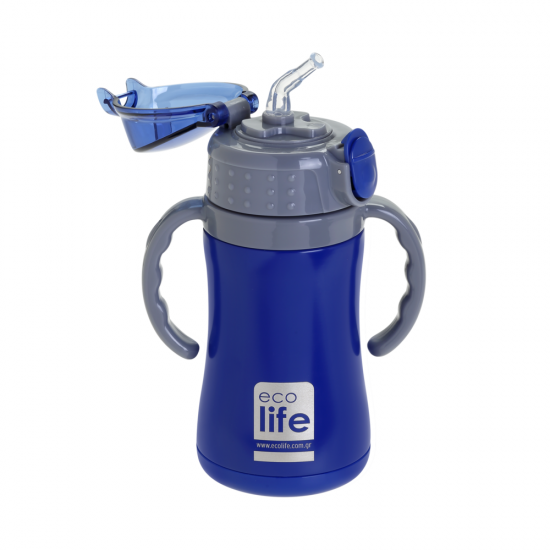 ECOLIFE KIDS THERMOS with straw NAVY BLUE 300ml 