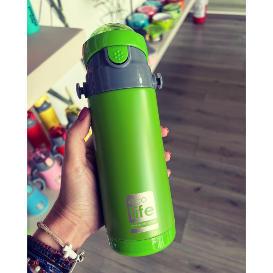 ECOLIFE KIDS THERMOS with straw Green 400ml 