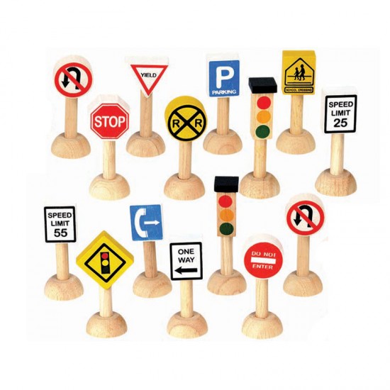 PlanToys Set of Traffic Signs & Lights (USA)